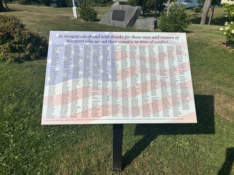 Westport Honor Roll Marker and Memorial. Click for full size. Westport Honor Roll Marker and Memorial image. Click for full size.