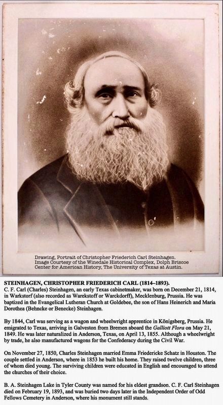 C. F. Carl (Charles) Steinhagen, an early Texas cabinetmaker. Click for full size. C. F. Carl (Charles) Steinhagen, an early Texas cabinetmaker image. Click for full size.