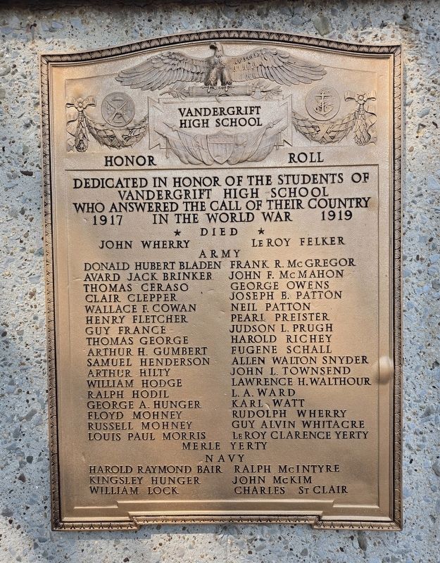 Vandergrift Military Memorial. Click for full size. Vandergrift Military Memorial image. Click for full size.