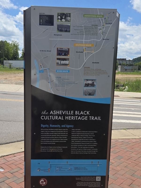The Asheville Black Cultural Trail side of marker. Click for full size. The Asheville Black Cultural Trail side of marker image. Click for full size.