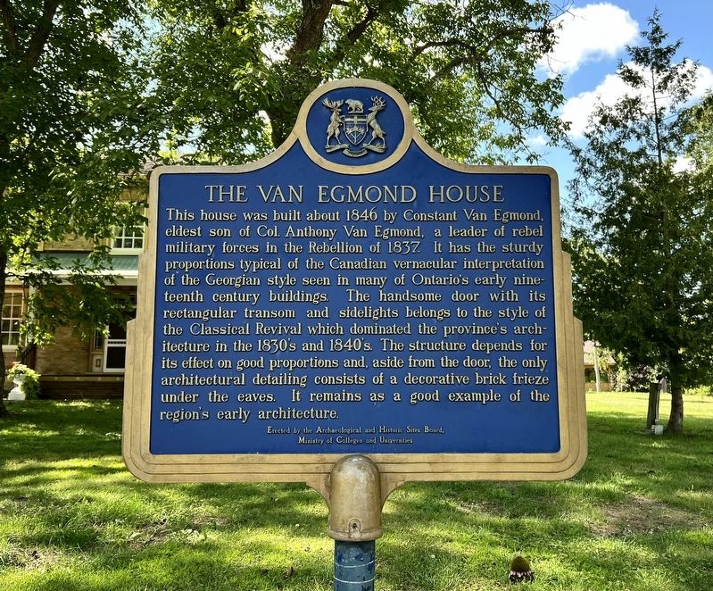 The Van Egmond House Marker. Click for full size. The Van Egmond House Marker image. Click for full size.