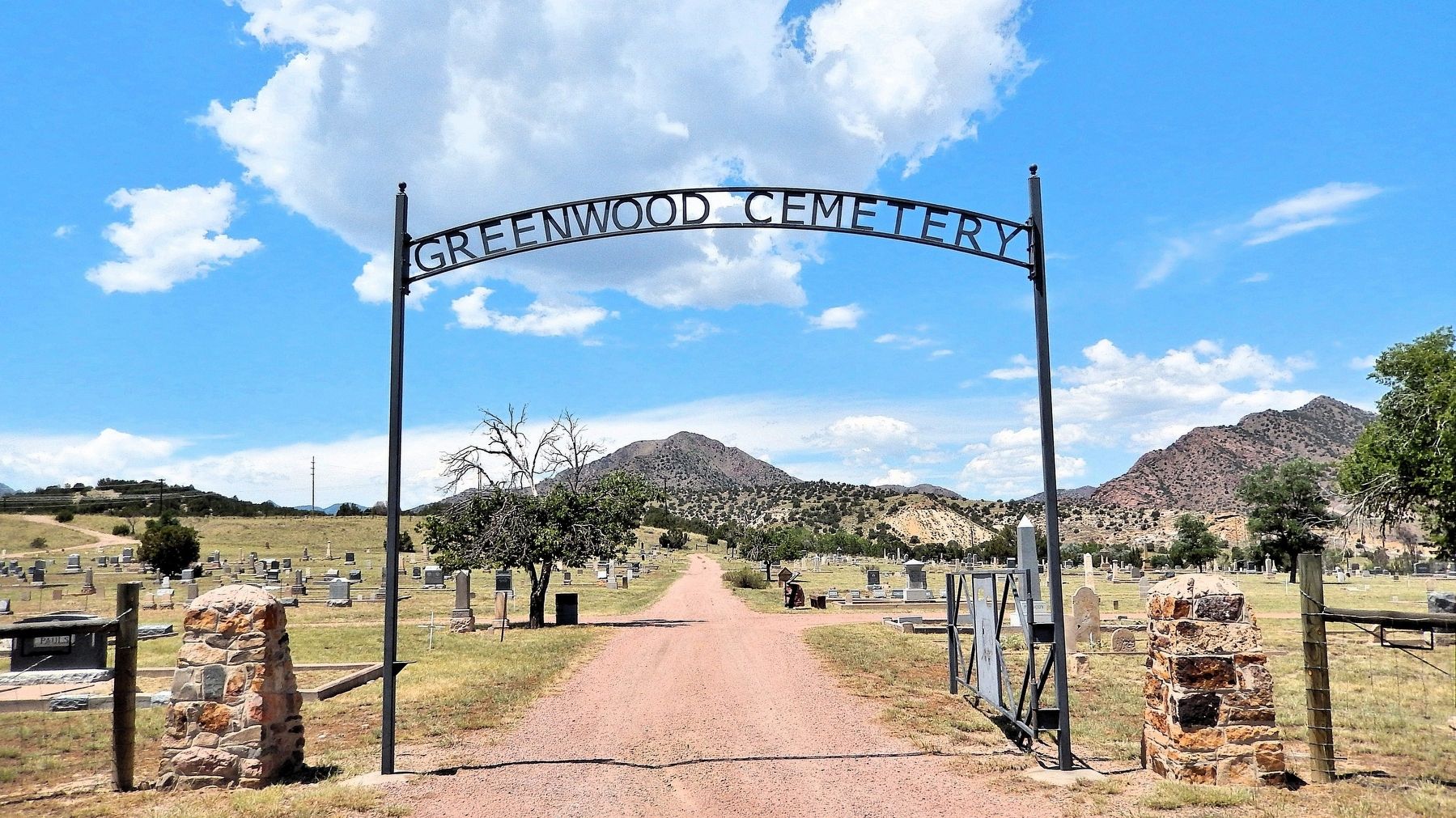 Greenwood Cemetery Gate. Click for full size. Greenwood Cemetery Gate image. Click for full size.