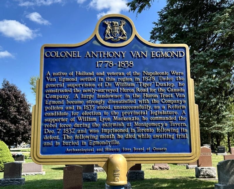 Colonel Anthony Van Egmond Marker image. Click for full size.