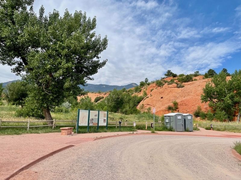 View of markers and Red Rocks.. Click for full size. View of markers and Red Rocks. image. Click for full size.