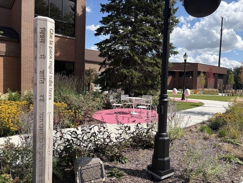 Roselle-Bochnia Sisters Cities Peace Pole Marker. Click for full size. Roselle-Bochnia Sisters Cities Peace Pole Marker image. Click for full size.