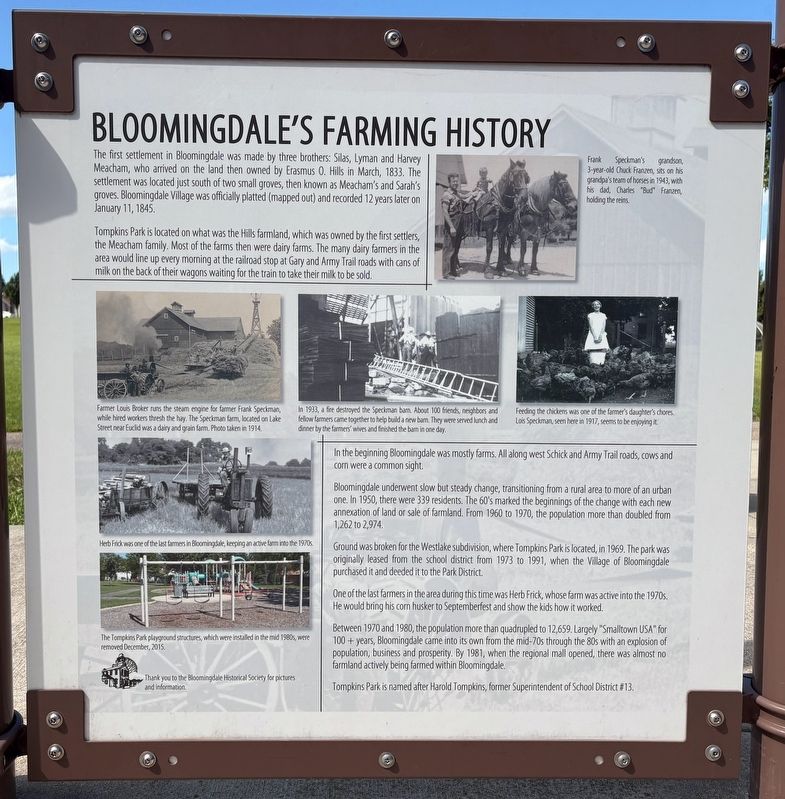 Bloomingdale's Farming History Marker. Click for full size. Bloomingdale's Farming History Marker image. Click for full size.