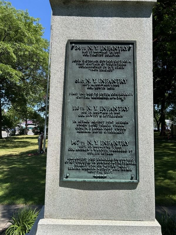 Oswego Civil War Monument, West Side. Click for full size. Oswego Civil War Monument, West Side image. Click for full size.