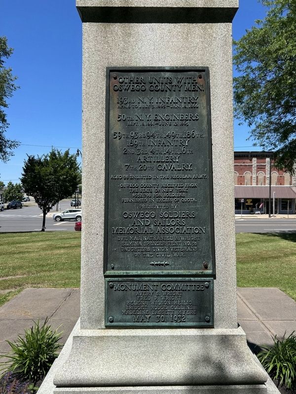 Oswego Civil War Monument, South Side. Click for full size. Oswego Civil War Monument, South Side image. Click for full size.