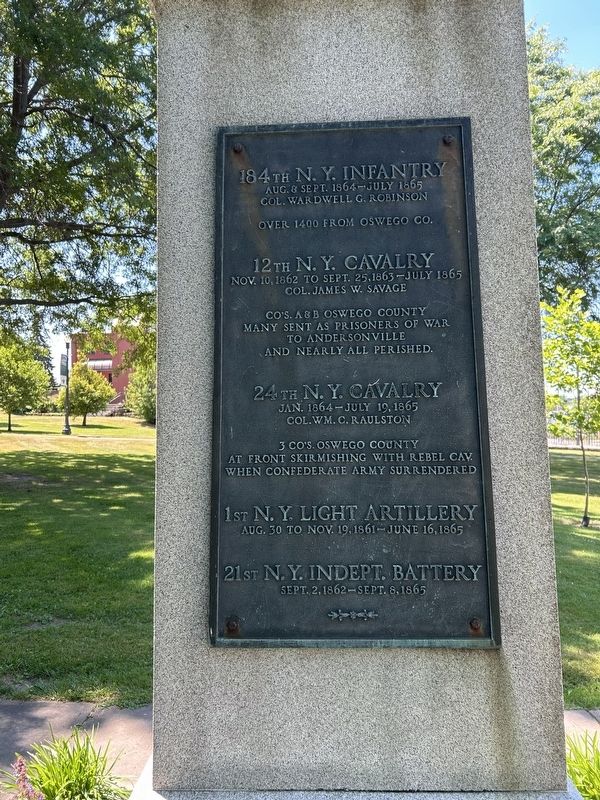 Oswego Civil War Monument, East Side. Click for full size. Oswego Civil War Monument, East Side image. Click for full size.
