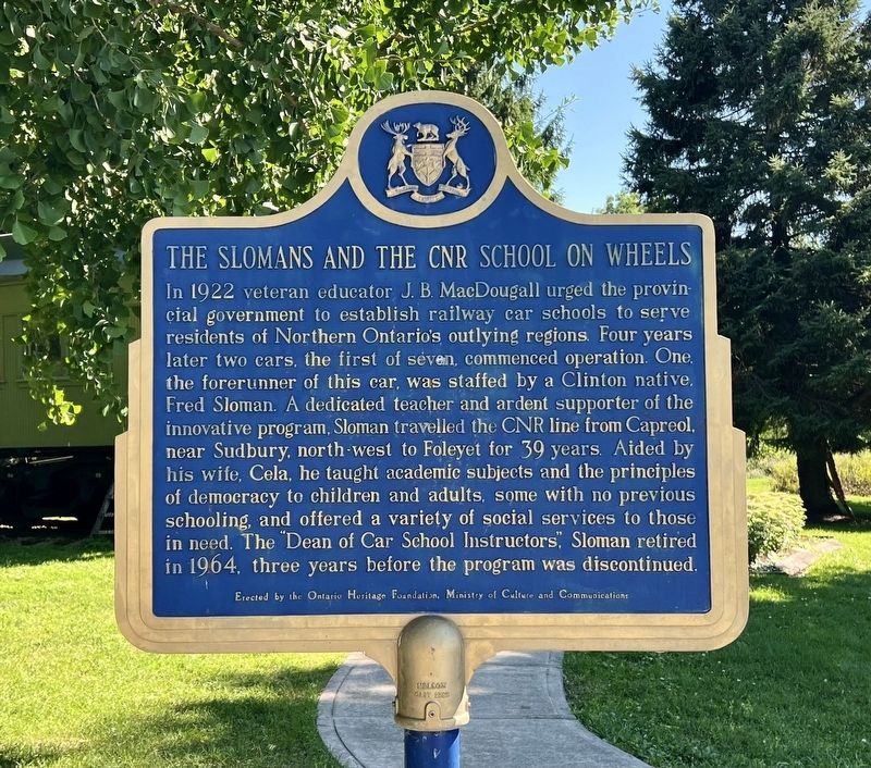 The Slomans and the CNR School on Wheels Marker. Click for full size. The Slomans and the CNR School on Wheels Marker image. Click for full size.