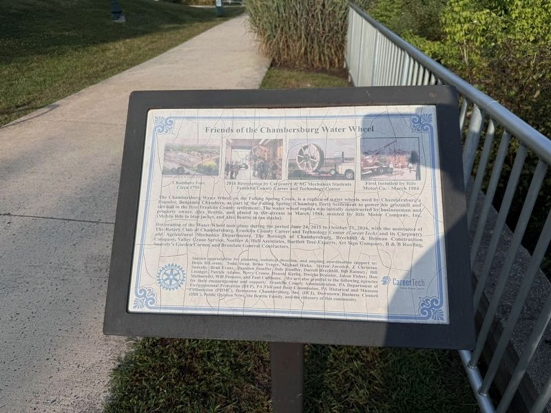 Friends of the Chambersburg Water Wheel Marker. Click for full size. Friends of the Chambersburg Water Wheel Marker image. Click for full size.