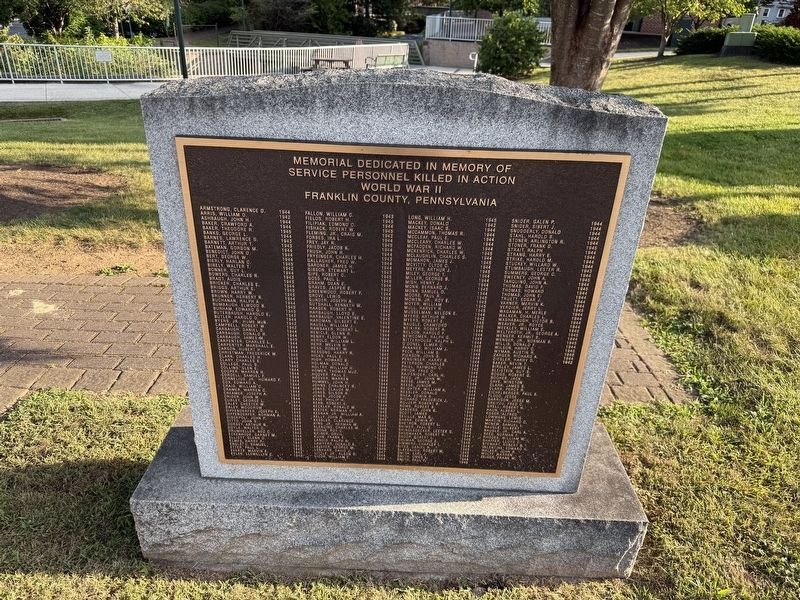 World War II Killed in Action Memorial. Click for full size. World War II Killed in Action Memorial image. Click for full size.
