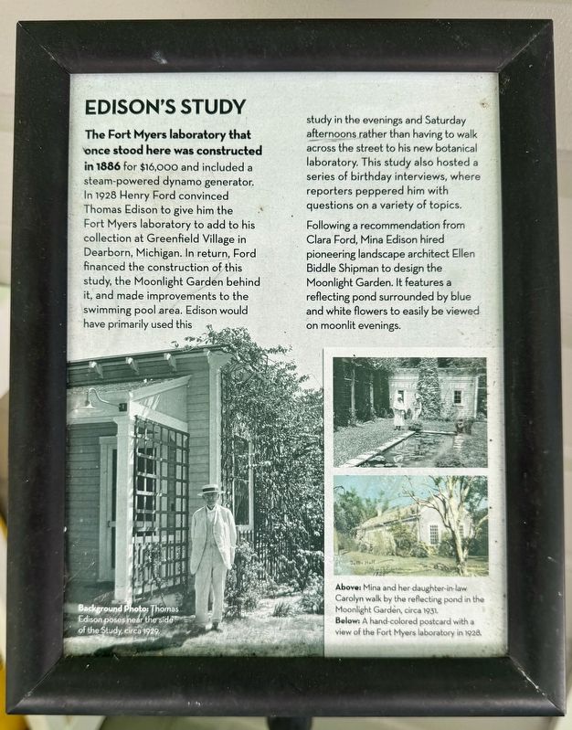Edison’s Study Marker. Click for full size. Edison’s Study Marker image. Click for full size.