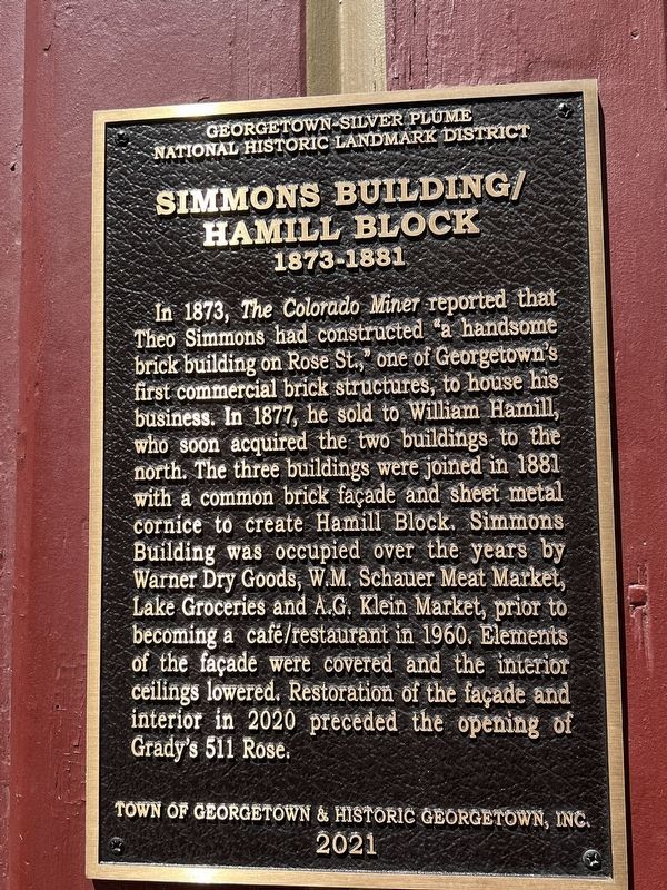 Simmons Building/Hamill Block 1873-1881 Marker image. Click for full size.