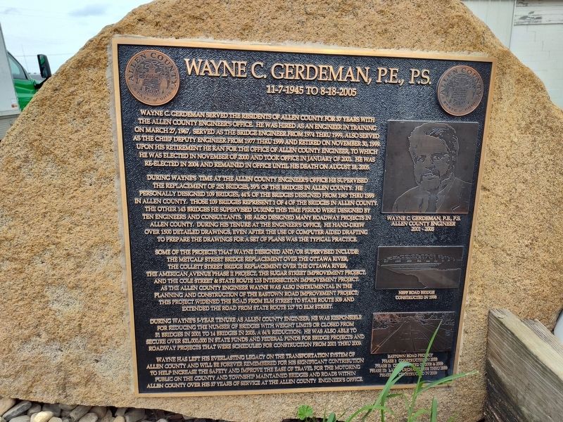Wayne C. Gerdeman, P.E., P.S. Marker. Click for full size. Wayne C. Gerdeman, P.E., P.S. Marker image. Click for full size.