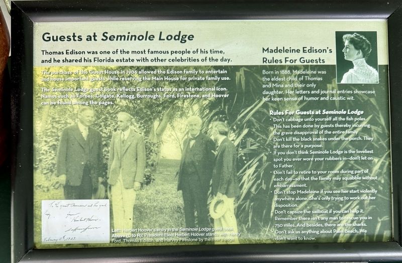 Guest at Seminole Lodge Marker image. Click for full size.