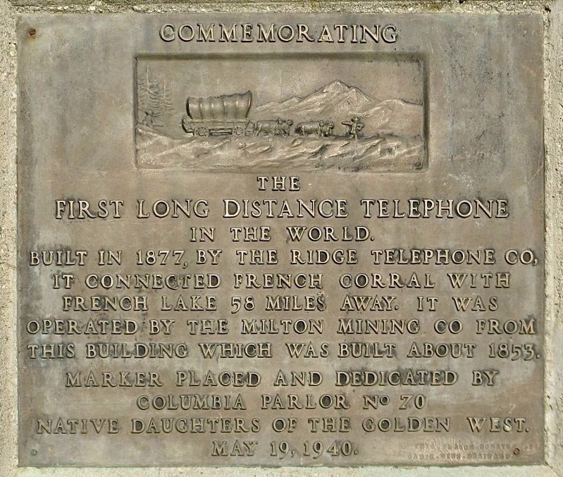 First Long Distance Telephone Marker. Click for full size. First Long Distance Telephone Marker image. Click for full size.