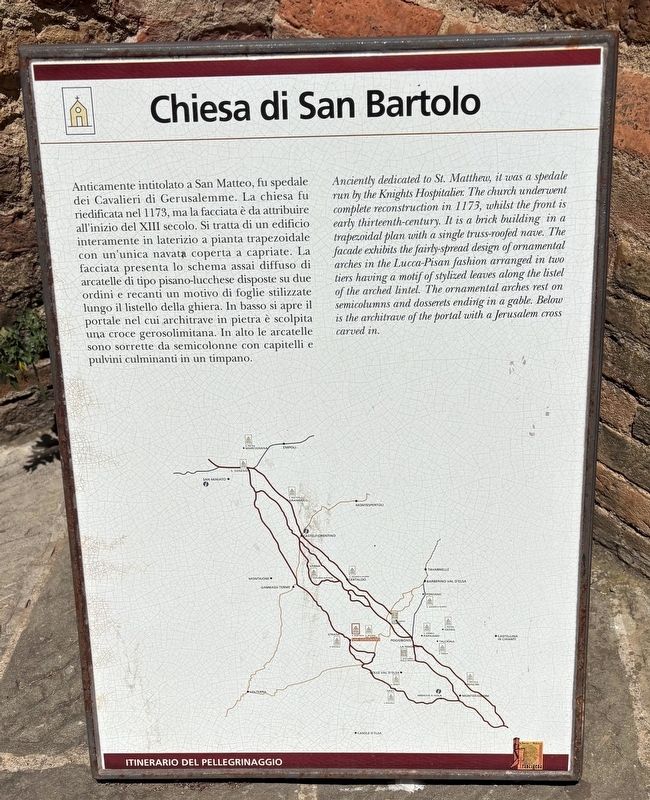 Chiesa di San Bartolo / Church of San Bartholomew Marker. Click for full size. Chiesa di San Bartolo / Church of San Bartholomew Marker image. Click for full size.