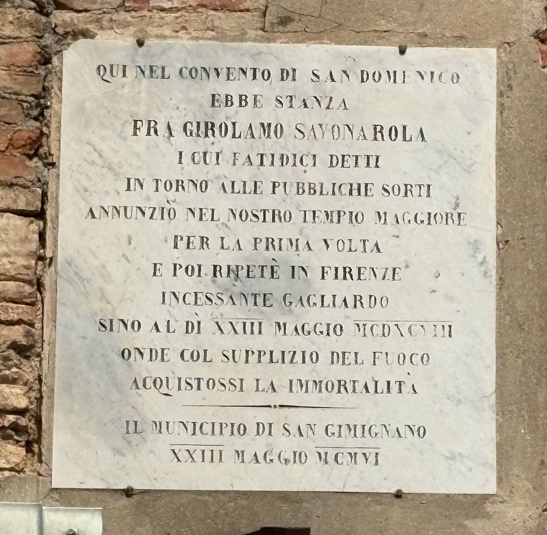 Fra Giorlamo Savonarola Marker image. Click for full size.