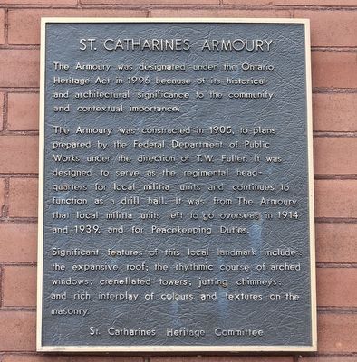 St Catharines Armoury - Marker. Click for full size. St Catharines Armoury - Marker image. Click for full size.