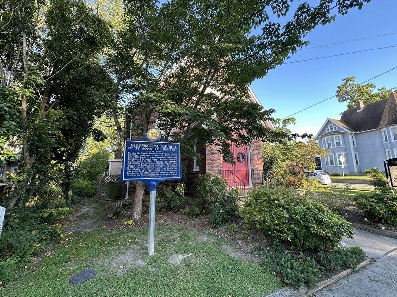 The Episcopal Church of St. John the Baptist Marker - wide view. Click for full size. The Episcopal Church of St. John the Baptist Marker - wide view image. Click for full size.