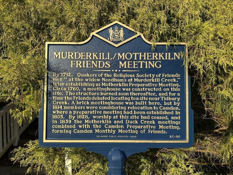 Murderkill/Motherkiln Friends Meeting Marker. Click for full size. Murderkill/Motherkiln Friends Meeting Marker image. Click for full size.