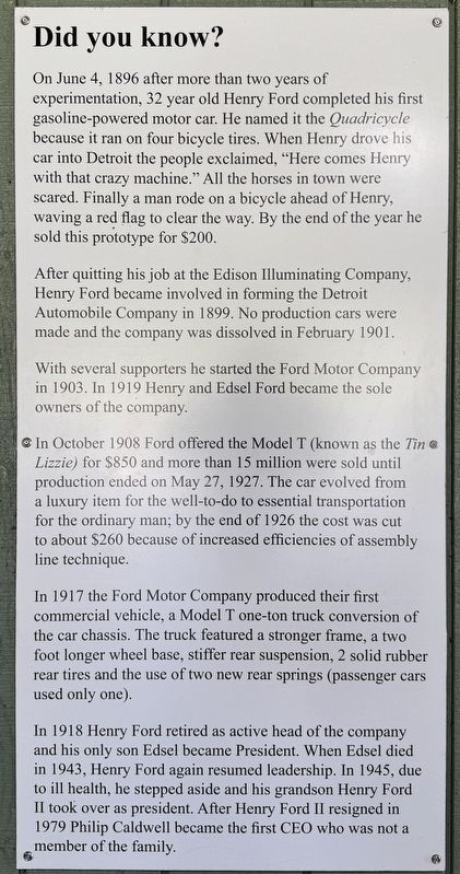 Henry Ford Marker image. Click for full size.