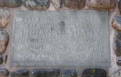 Indian Ossuary [on north side of stone cairn] - Marker image. Click for full size.