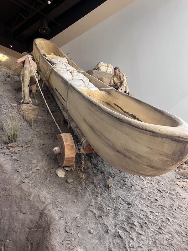 Portaging diorama at the Lewis & Clark Interpredtive Center at Great Falls, Montana image. Click for full size.