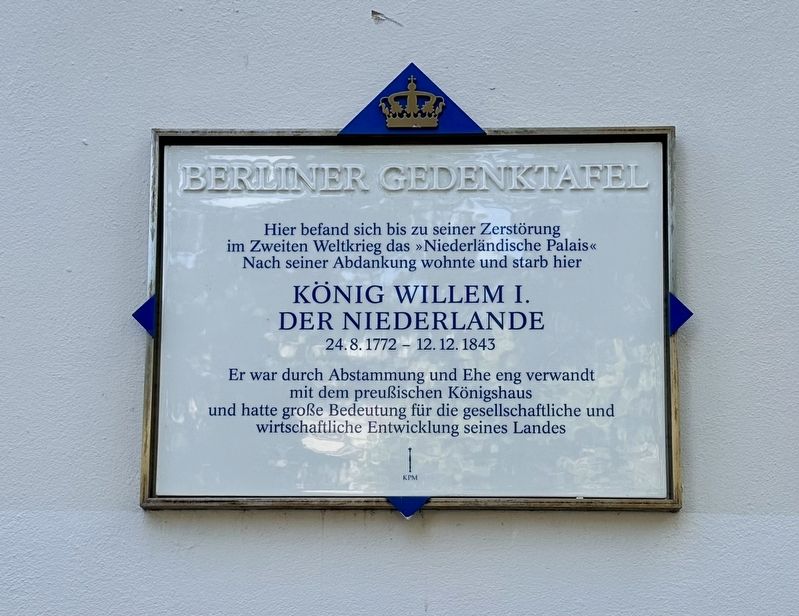 K�nig Willem I der Niederlande / King William I of the Netherlands Marker image. Click for full size.