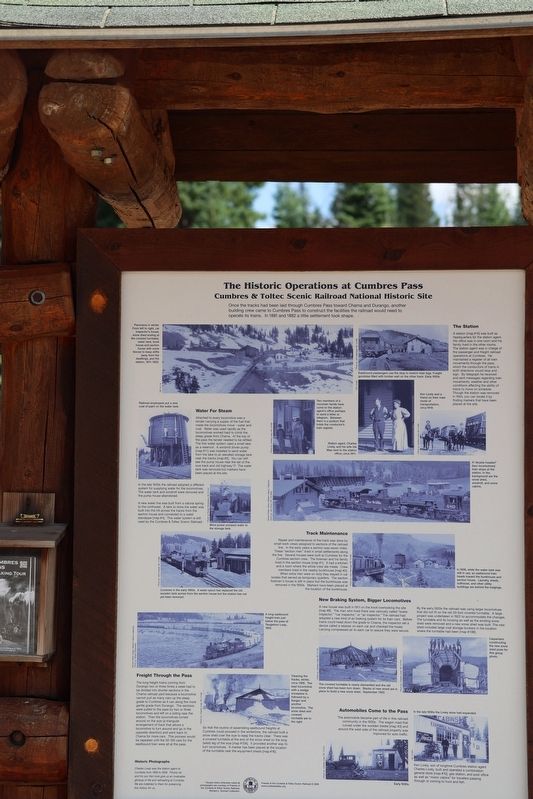 The Historic Operations at Cumbres Pass Marker. Click for full size. The Historic Operations at Cumbres Pass Marker image. Click for full size.