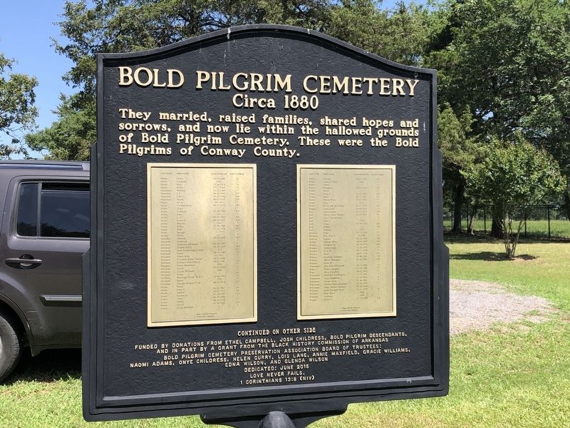 Bold Pilgrim Cemetery Marker, Side Two. Click for full size. Bold Pilgrim Cemetery Marker, Side Two image. Click for full size.