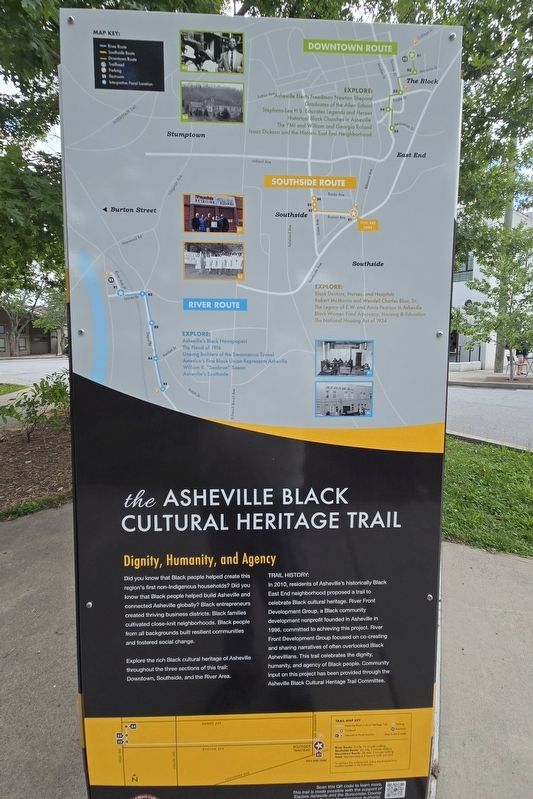 The Asheville Black Cultural Heritage Trail side of marker. Click for full size. The Asheville Black Cultural Heritage Trail side of marker image. Click for full size.