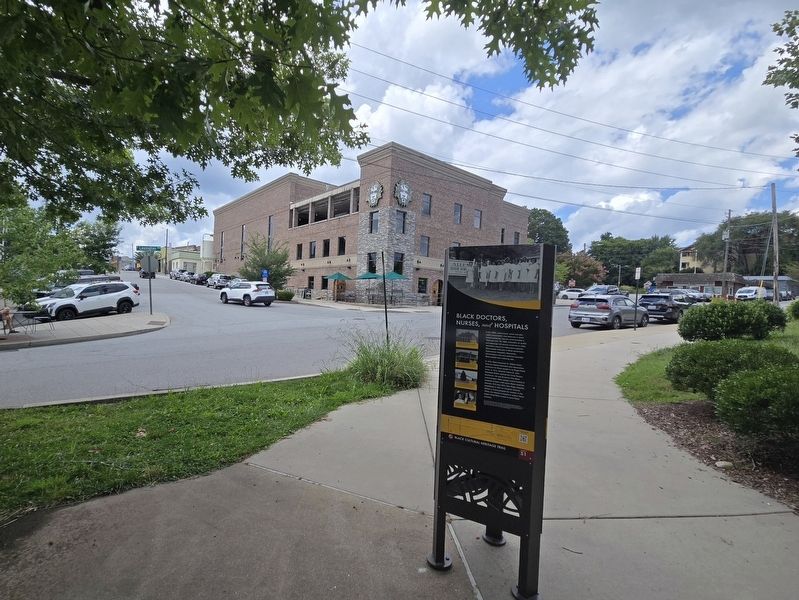 Wide view of the Asheville Black Cultural Heritage Trail marker. Click for full size. Wide view of the Asheville Black Cultural Heritage Trail marker image. Click for full size.