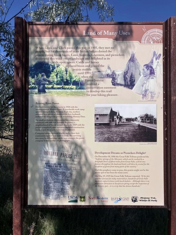 Land of Many Uses marker (panel on the left) image. Click for full size.