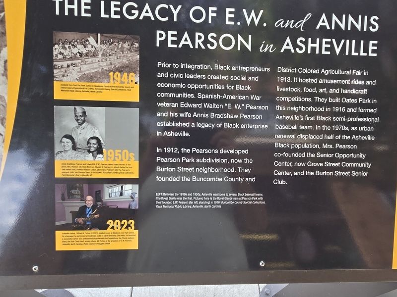 The Legacy of E.W. and Annis Pearson in Asheville Marker image. Click for full size.