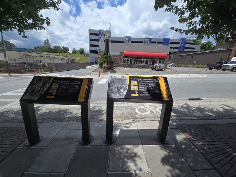 Wide view of Black Women Fund Advocacy, Housing, and Education Marker at corner of Coxe & Buxton Ave image. Click for full size.