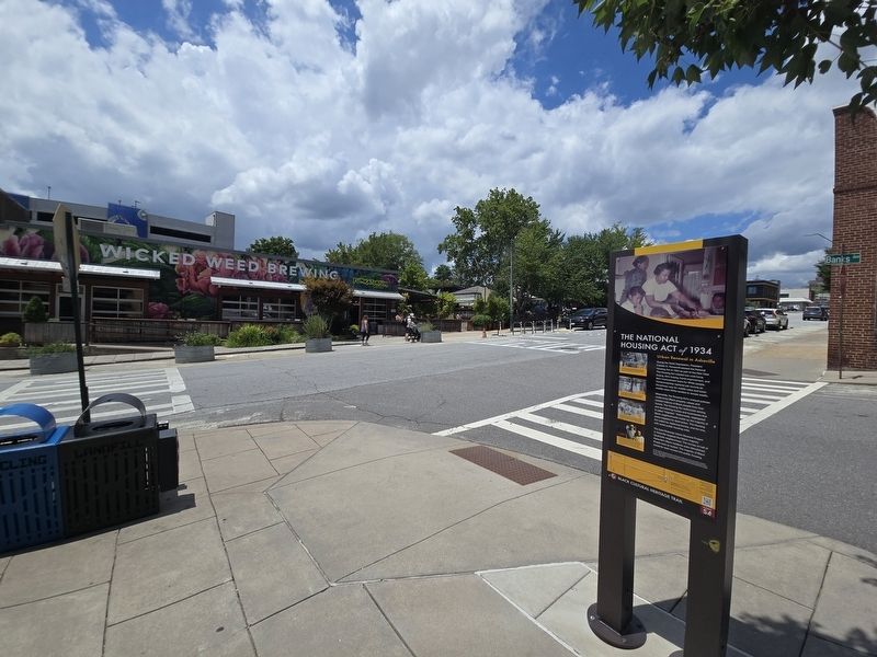 Wide view The National Housing Act of 1934 Marker at Coxe/ Banks Aves. image. Click for full size.