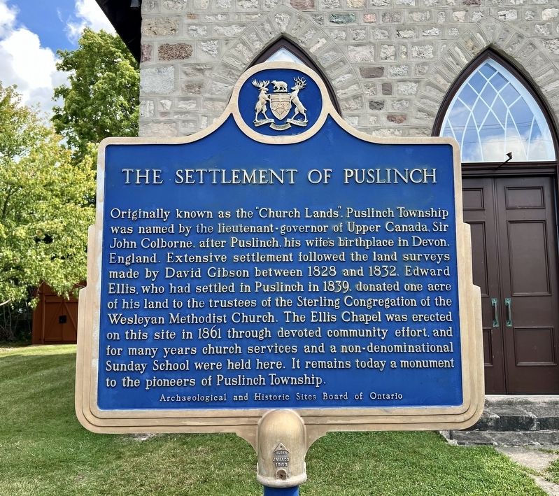 The Settlement of Puslinch Marker. Click for full size. The Settlement of Puslinch Marker image. Click for full size.