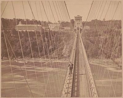 Carriage & foot bridge, Niagra [i.e. Niagara] Falls image. Click for full size.