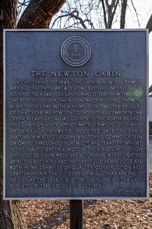 The Newton Cabin Marker image. Click for full size.