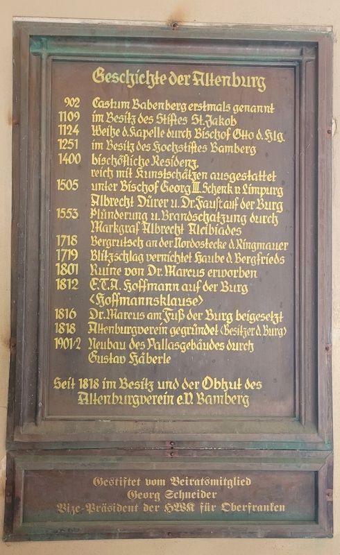 Geschichte der Altenburg / History of the Altenburg Marker image. Click for full size.