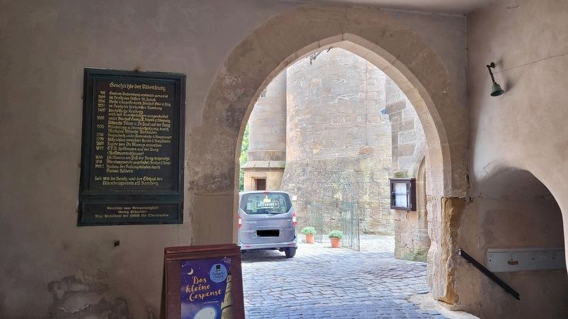 The view of the History of the Altenburg Marker at the draw bridge gate entrance image. Click for full size.