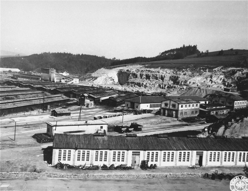 A view of the Gusen concentration camp after liberation image. Click for full size.