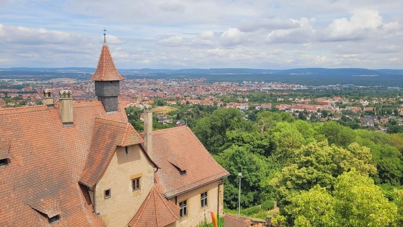 The view of the Palas building and the city of Bamberg from the top of the Main Tower. Click for full size. The view of the Palas building and the city of Bamberg from the top of the Main Tower image. Click for full size.