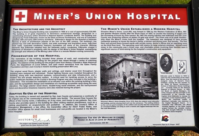 Miner's Union Hospital Marker. Click for full size. Miner's Union Hospital Marker image. Click for full size.