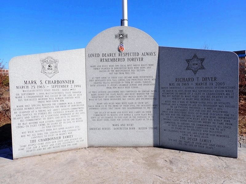 Mark S. Charbonnier & Richard T. Dever Memorial. Click for full size. Mark S. Charbonnier & Richard T. Dever Memorial image. Click for full size.