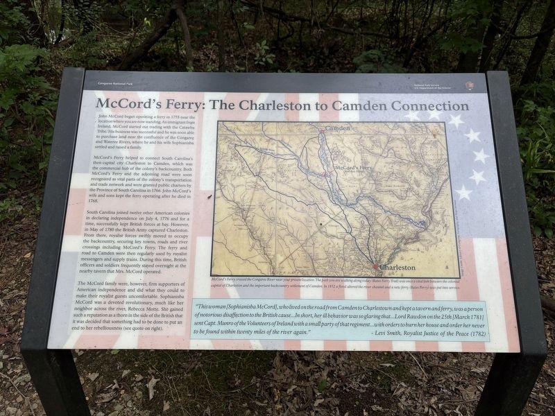 McCord's Ferry: The Charleston to Camden Connection Marker. Click for full size. McCord's Ferry: The Charleston to Camden Connection Marker image. Click for full size.