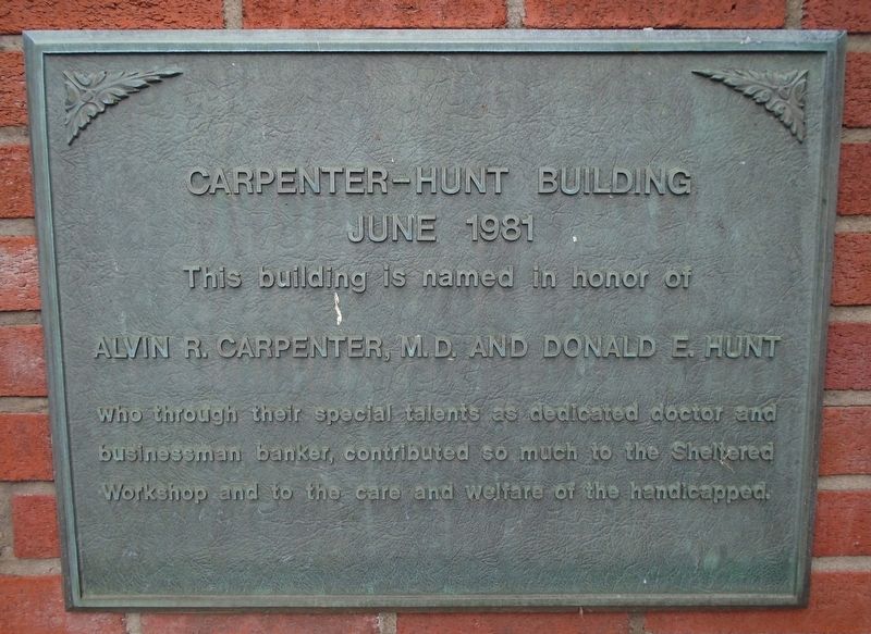 Carpenter-Hunt Building Marker. Click for full size. Carpenter-Hunt Building Marker image. Click for full size.