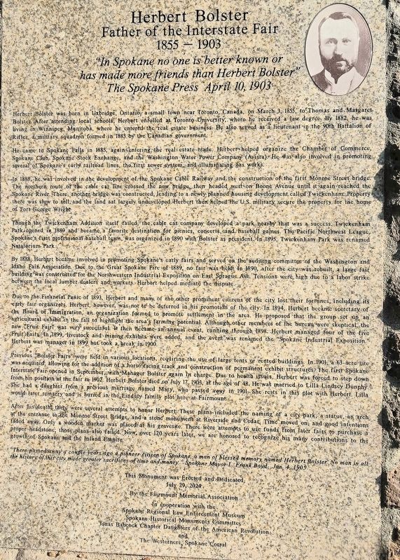 Herbert Bolster Marker image. Click for full size.